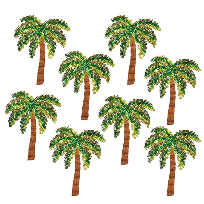 10pcs Cartoon Sequins Watermelon Fruit Drink Embroidered Patches Shells Coconut Trees Patch Clothes Decoration Sew Applique Diy