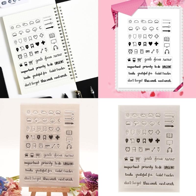 Weather Signs Transparent Stamp Clear Stamp Seal Time Words Silicone Stamp for Photo Scrapbooking Decorations