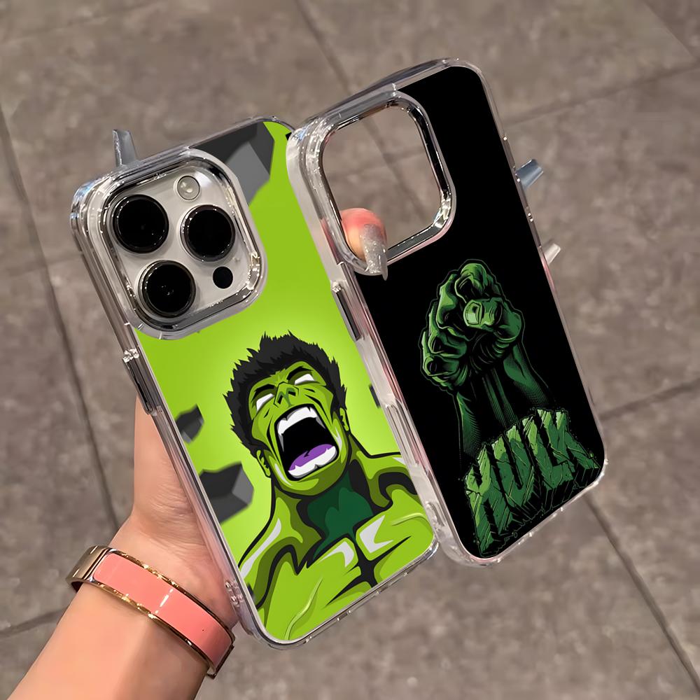 Superhero H-Hulk Phone Case For IPhone 17 Air 16 E 15 14 13 12 11 Plus Pro Max Electroplated Transparent Soft Shell