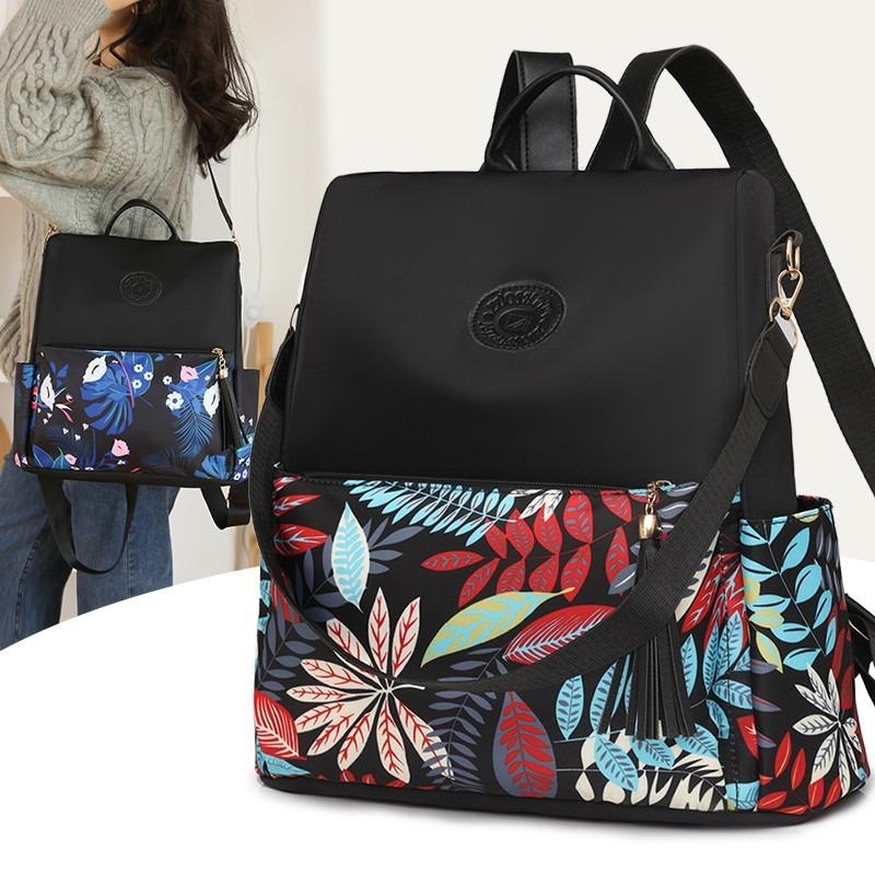 New Nylon Flow Printing Large Capacity Backpack Retro Women's Travel Backpack Wear-resistant Waterproof