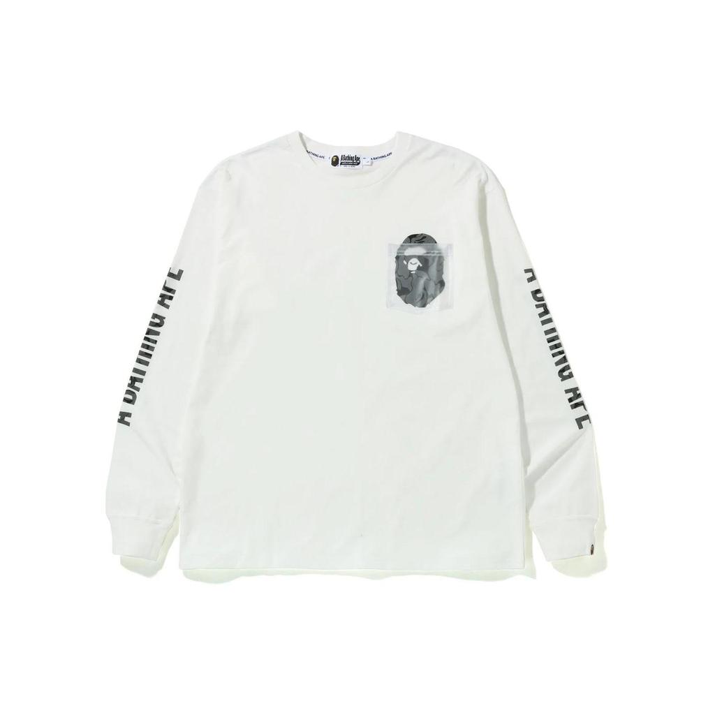 Bape Reflective Solid Camo Ape Head Relaxed Fit Pocket L/S Tee 1H80-111-011