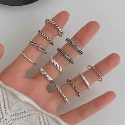 Vintage Combination Thin Ring Female Personality Hip Hop Niche Cold Wind Index Finger Ring