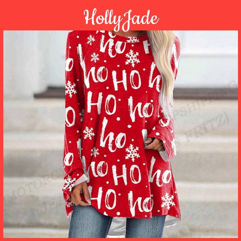 Christmas Long 3d Merry Tshirt Print Long Sleeve Tshirt Women Fashion Tshirt Graphic T Shirts Reindeer Tunics Gifts Clothing
