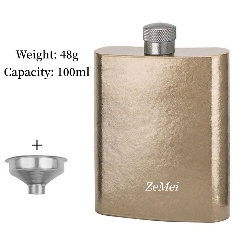 Portable Pure Titanium Hip Flask,3.4oz Spirits Vodka Cup Outdoors Whiskey Hip Flask,Flat Shape Flagon Men Gift Multiple Options