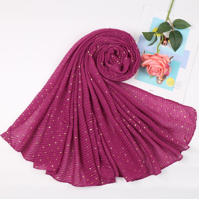 New Pleated Polka Dot Hijab Scarf Women Shimmer Ripple Shawls Muslim Glitter Shawl Wraps Stretchy Headband Scarves Soft Pashmina