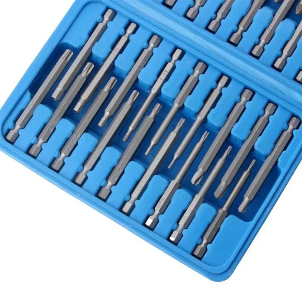 75mm Extra Long 1/4 Inch Magnetic Screwdriver Bit Set Torx Star Hex Spline Screwdriver Bits Kit for Home Repair