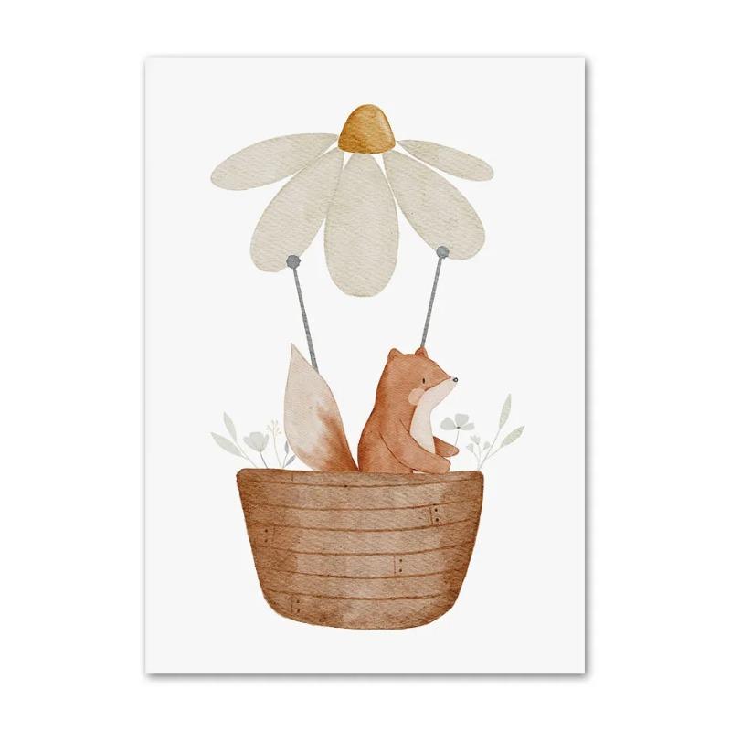 

Мультяшные постеры на холсте с принтом животных, украшение для детской комнаты, дома, гостиной, настенная роспись, постер для украшения детской 21cm×30cm NoFrame