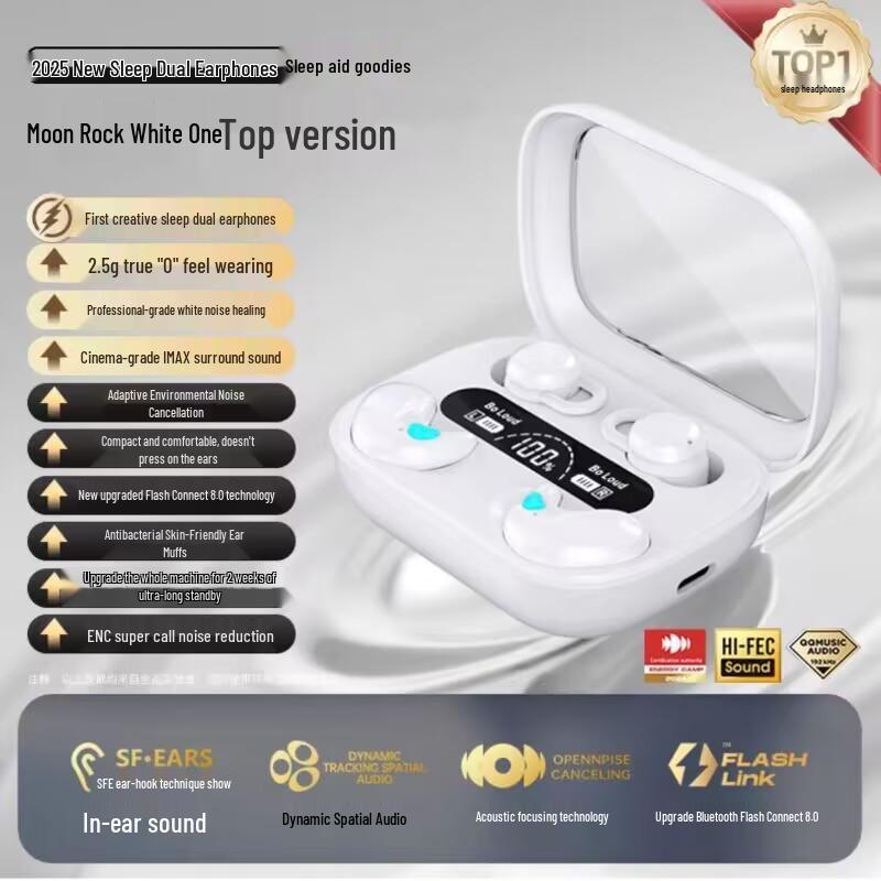 Q12 Wireless Bluetooth Sleep Earbuds – Dual-Ear, Semi-In-Ear, Isolating, Two-in-One Design (Two Pairs)
