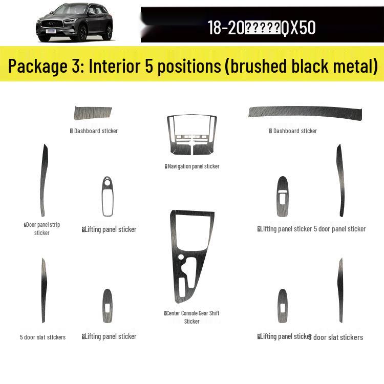 18-20 Infiniti QX50 Wnętrze Naklejka z włókna węglowego odporna na zarysowania na drzwi