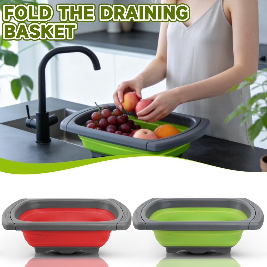 Collapsible Kitchen Colander Foldable Strainer Basket with Sturdy Handles for Efficient Draining and Easy Storage