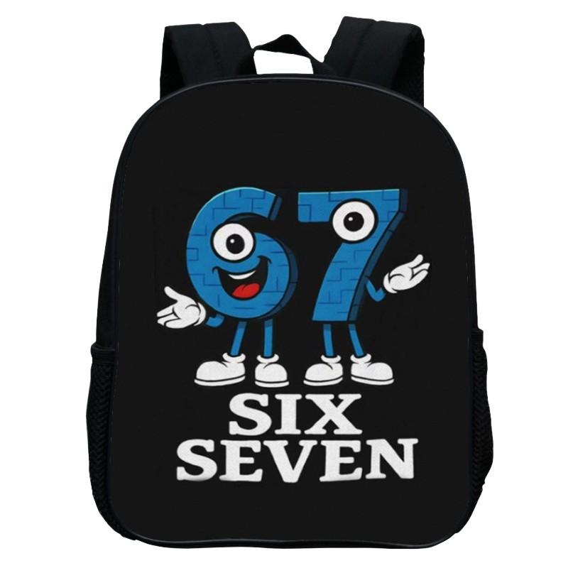 Printed Kindergarten 67 Six Seven Schoolbag, Cartoon Animation 12-inch Backpack Casual and Light