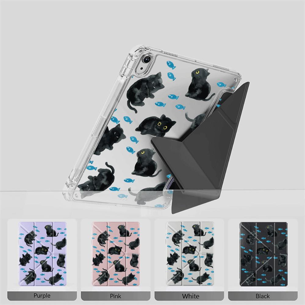 Cute Cartoon Cat Y-Fold Holder Cover Tablet Case For iPad Pro 11th 10th 9th 8th 7th 12.9inch Pro 2025 Mini 6 7 Air 4 5 M3 M2 1 2