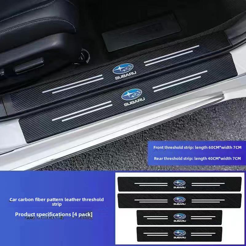 Praguri auto cu model și logo din fibră de carbon - protecție anti-călcare și pedale de bun venit pentru portbagaj