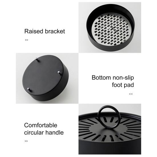 Incense Coil Holder with Handle Cover Portable Indoor Outdoor Camping Fireproof Round Metal Repellent Spiral Incense Burner Ash Catcher Tray