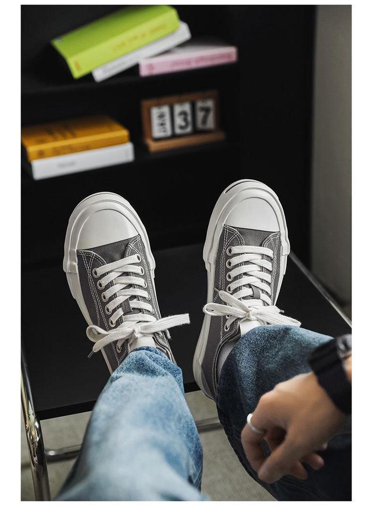 Men's Korean Style Thick Sole Retro Canvas Shoes - Casual, Versatile, Summer-Ready with Height Boost