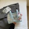 Summer Checkerboard Underarm Bag New with Pendants Korean Version Contrasting Color Women's Commuter Shoulder Bag Tide