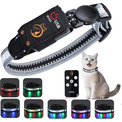 קולר לחתול עם שלט, נטען, עמיד במים, תאורת LED ללילה, אביזרים להליכה לילית לכלבים