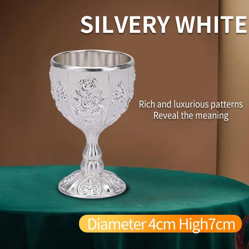 Klassisches Elegantes Weinglas, Emaille-Rosenkelch für Hochzeit, Party & Hausbar, Weinbecher mit Vintage-Rosenmuster, Gold-/Silberbeschichteter Kürbiskelch