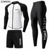 Mens Quick-Dry UV Protection Rash Guard Set Long Sleeve Top Pants Snorkeling Surfing Swimming