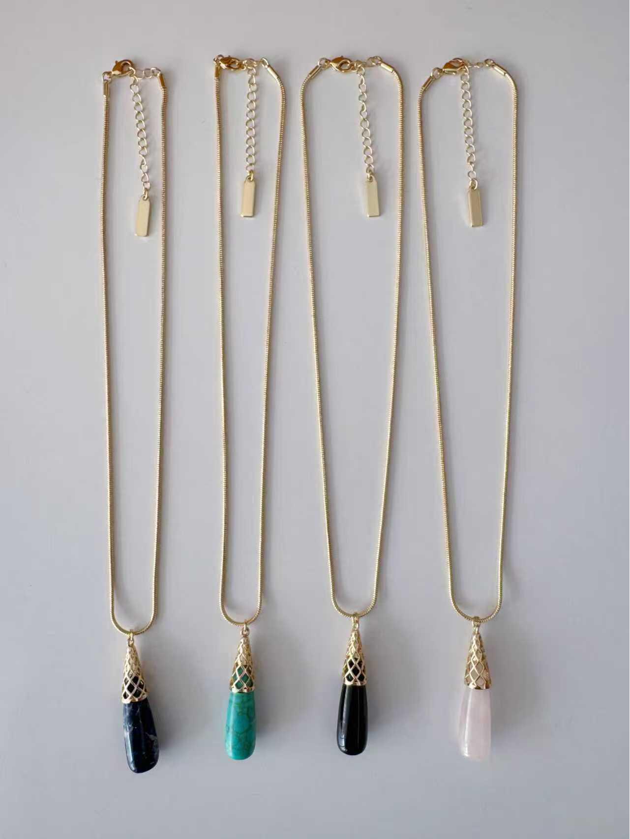 Бирюзовая геометрическая агатовая подвеска в форме капли воды - Нишевый дизайн для простого, стильного образа