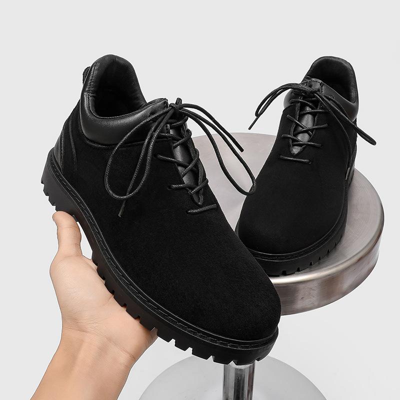 Повседневная кожаная обувь новая обувь хулиганская стильная высококачественная замшевая городская дерби обувь Z 39 чёрный