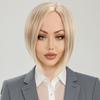 Light Blonde Short Hair Synthetic Straight Wig for Women Daily Cosplay Use Heat Resistant Fibre