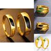 Elegant Geometric Design Brass Gold Plated Agate Ring Couple Fashion Jewelry