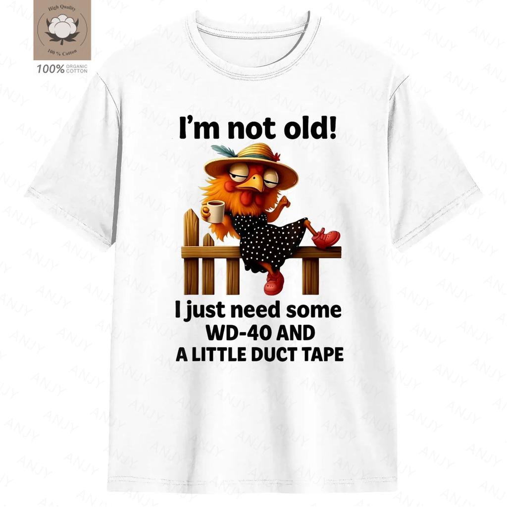 Moda Unisex Verano Manga Corta Búho No Soy Viejo Solo Necesito WD40 Un Poco de Cinta Adhesiva Camiseta Gráfica Camisetas Gráficas Casuales