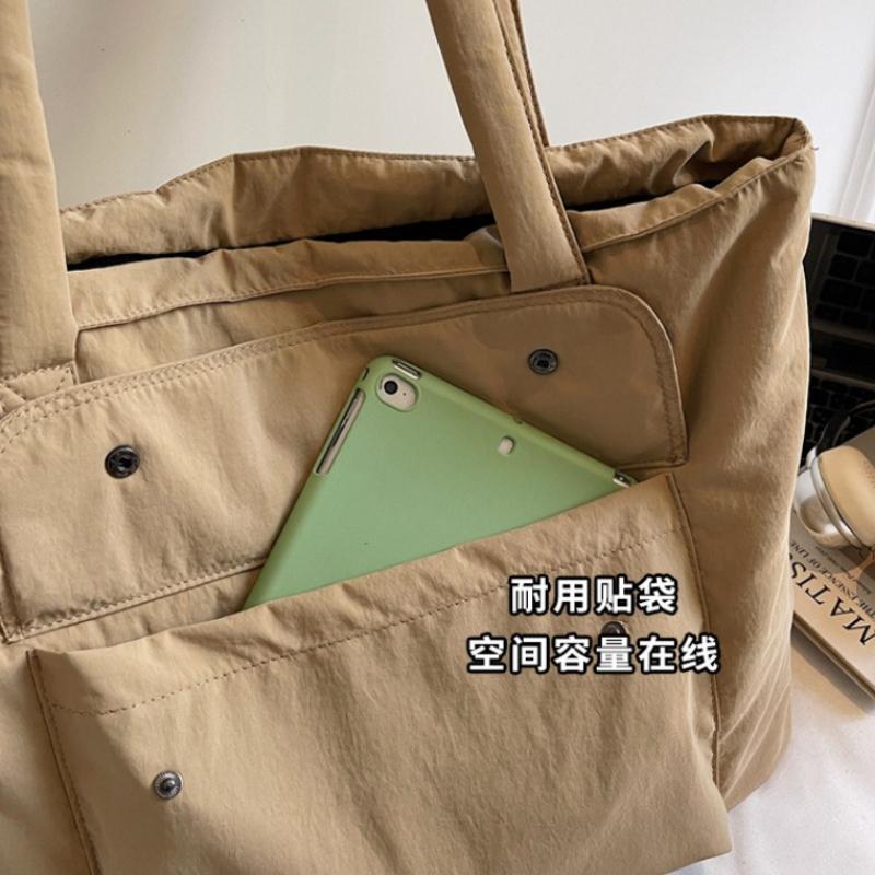 Simple Solid Color Shoulder Underarm Bags for Women Large Capacity Ladies Nyl Tote Bag Versatile College Style Female Handbags