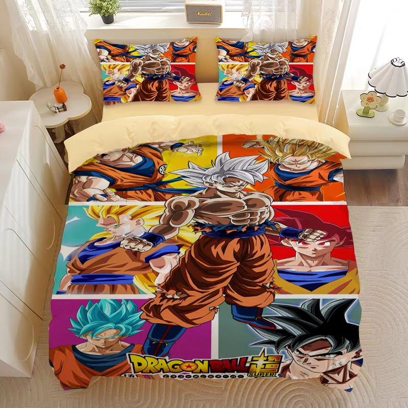 Bandai Print Dragon Ball Bedding Set Duvet Cover Pillowcase Anime Cartoon Twin Full Queen Bed Comforter Cover Boys Bedroom Gifts