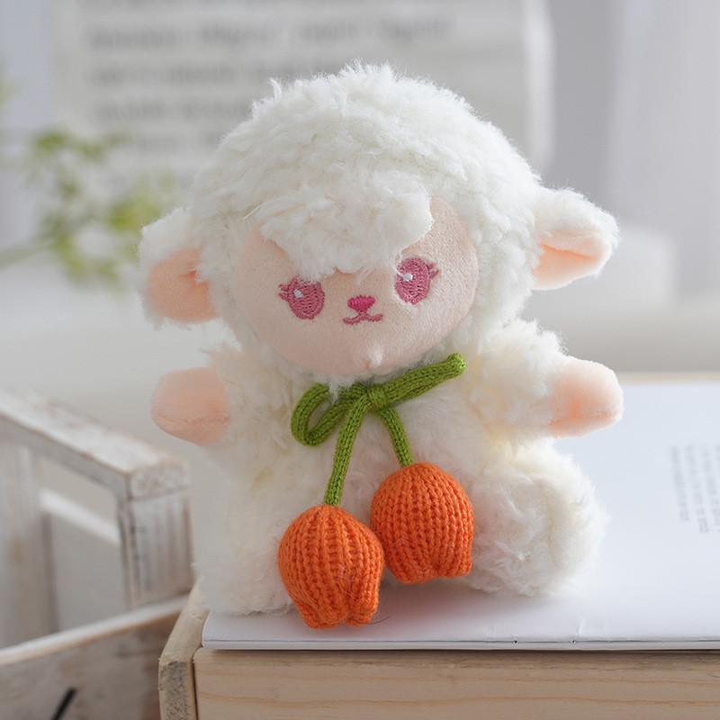 Sheep Plush Keychain With Tulip Flower Design For Gift And Bag Decoration