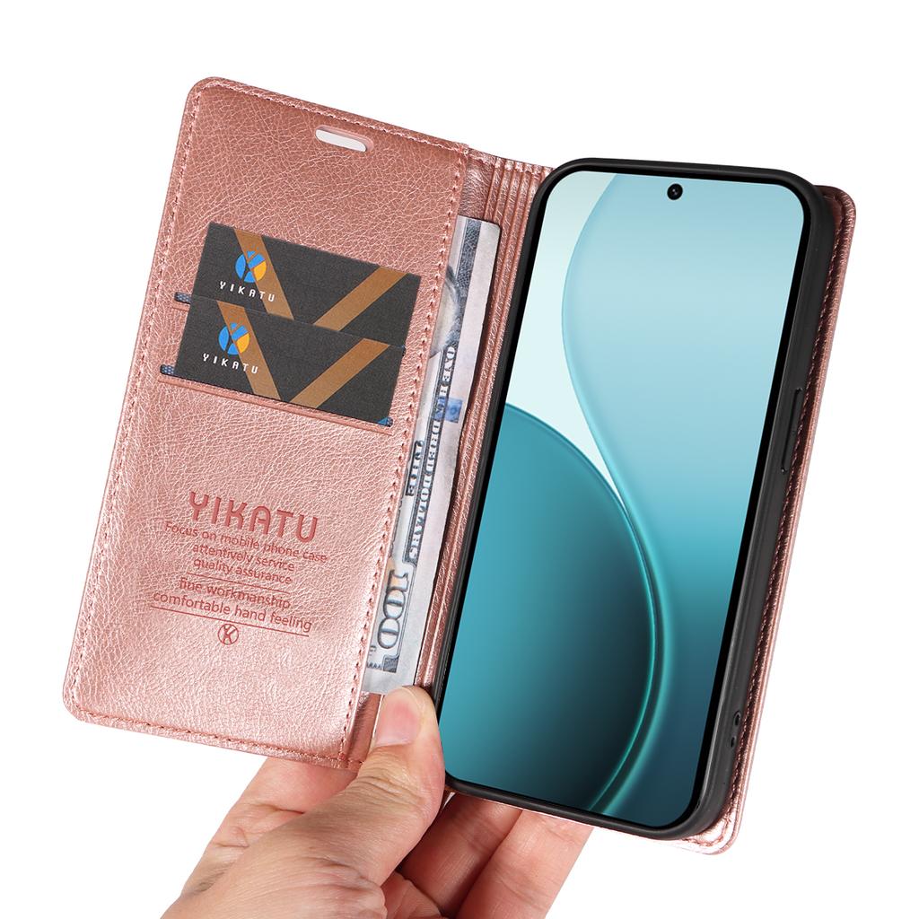 For Oppo Reno14 Pro 5G (China)/Oppo Reno14 Pro 5G (Global) Wallet Case YIKATU YK-006 Magnetic Closure Leather Phone Cover Litchi Texture