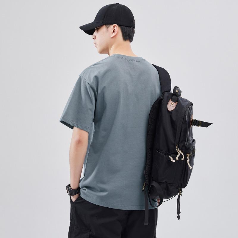Men Color Block Drop Shoulder Short Sleeve T Shirt Casual Loose Fit Summer Top