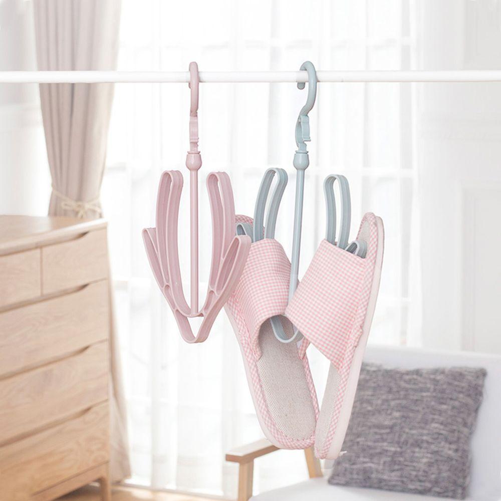 Rotatable Plastic Organizer Shoe Racks Storage Shelf Drying Hanger 2 Hooks