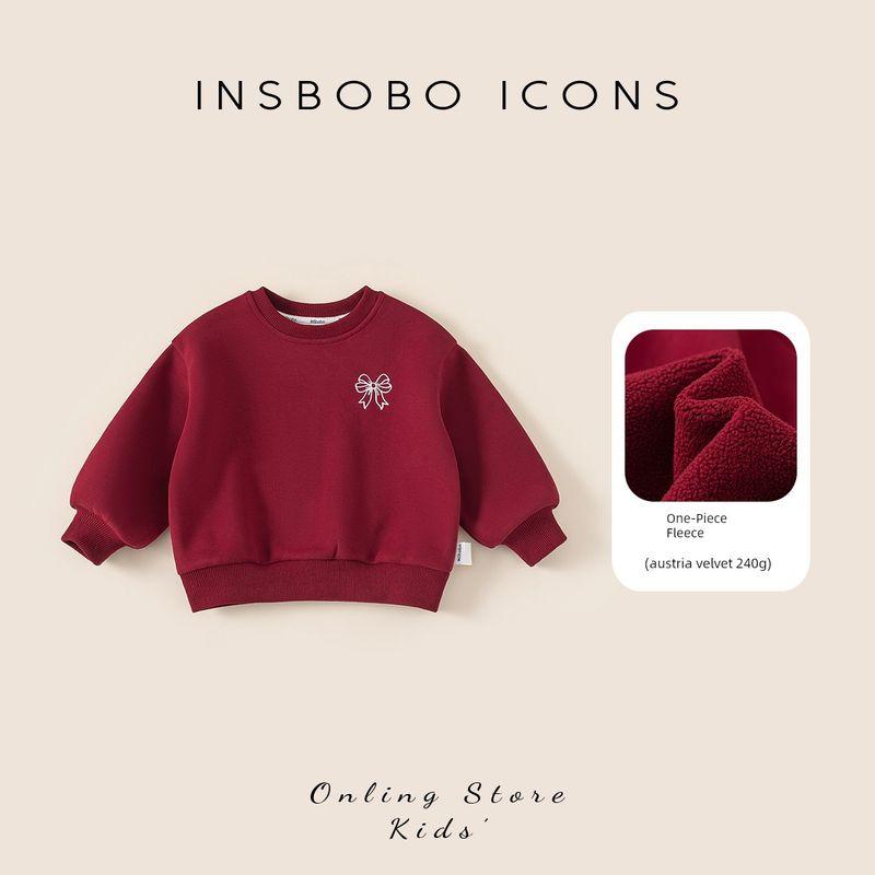 Insbobo Girls  Sweatshirt 2025 Winter Red Baby New Year New Style Children s Clothing Thickened Children s Winter Top Wine Red 80