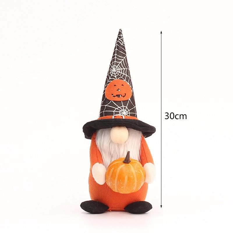 Halloween Decorative Gnome Figurine With Pumpkin Bat Motif Faceless Dwarf Ornament Home Tabletop Display
