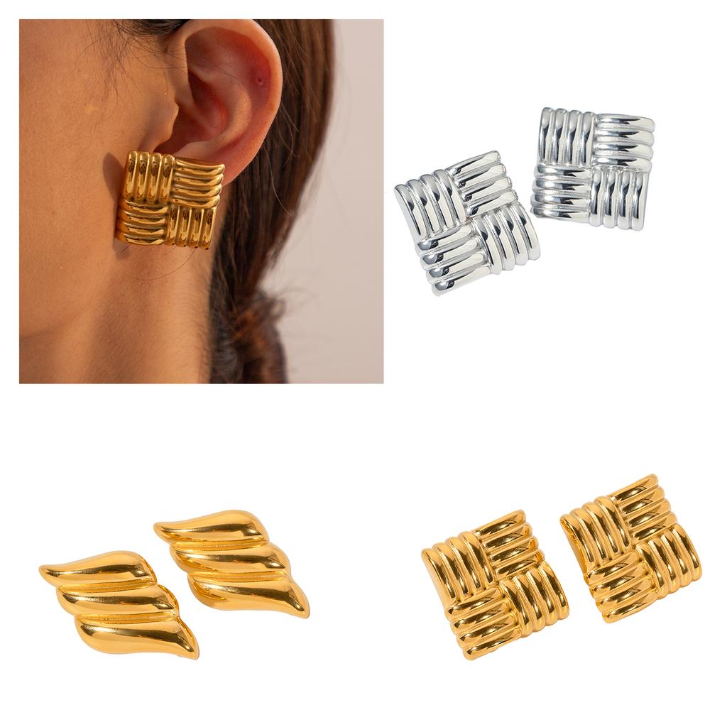 Retro Studs Earrings Geometric Ear Jewelry Stainless Steel Material Ear Pins Ear Pendant Perfect Gift for Women Girl