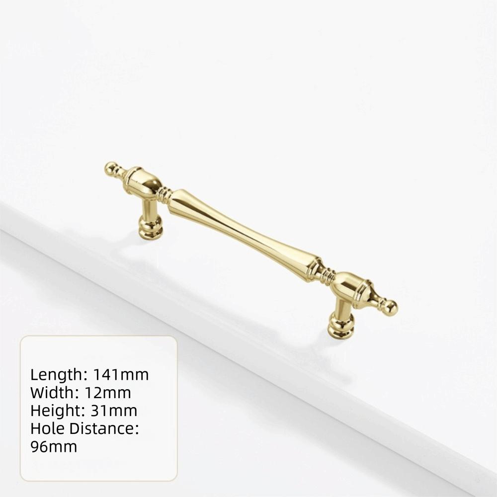 

Golden Finish French Luxury Handle Long Handle Vintage Cabinet Pull Storage Cabinet Gold 2 96mm