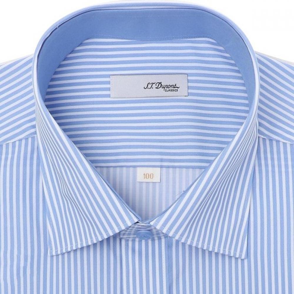 S.T. Dupont Men Blue Stripe Short Sleeve Regular Fit Shirt Se6mm11hs108sbu