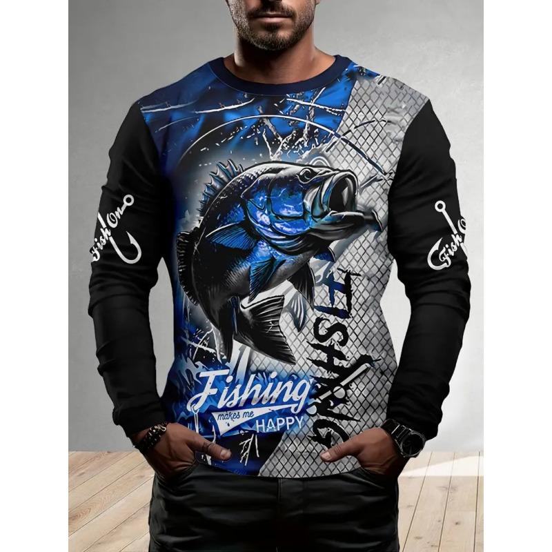 Fischerhemden Herren T-Shirts Langarm Herren Kleidung Herbst Streetwear Top Pullover Männliches T-Shirt Outdoor Freizeit Herrenbekleidung