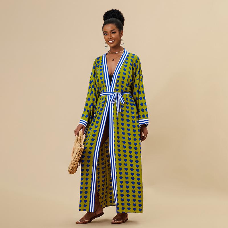 2023 Zebra Print Cotton Beach Cover-up Cardigan for Women