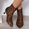 Leopard Women Pointed Toe Ankle Boots Suede Mid Heels Shoes Women 2024 Trend Snow Boots Winter Party Shoes Pumps Mujer Botas