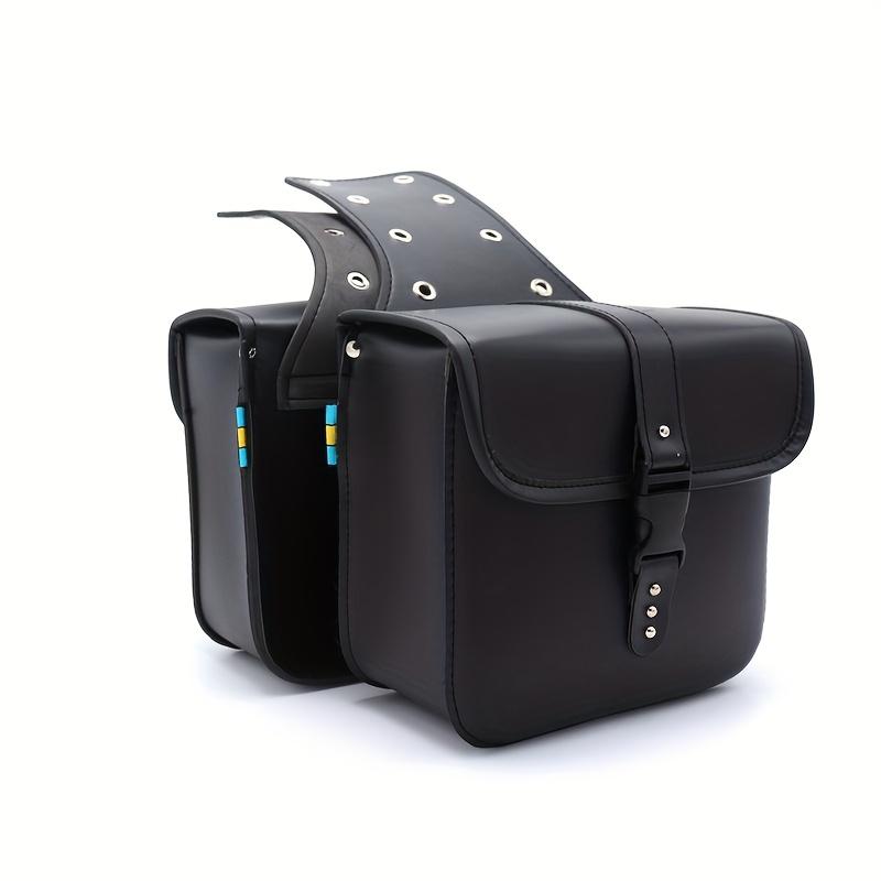 1 Pair of Waterproof PU Leather Motorcycle Saddlebags Detachable Strap Side Storage Toolkit & Tail Luggage