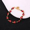Fashion Charm Cute Seven Star Ladybug Autumn Chrysanthemum Red Insect Connection Bracelet Women Party Music Jewelry Accessories