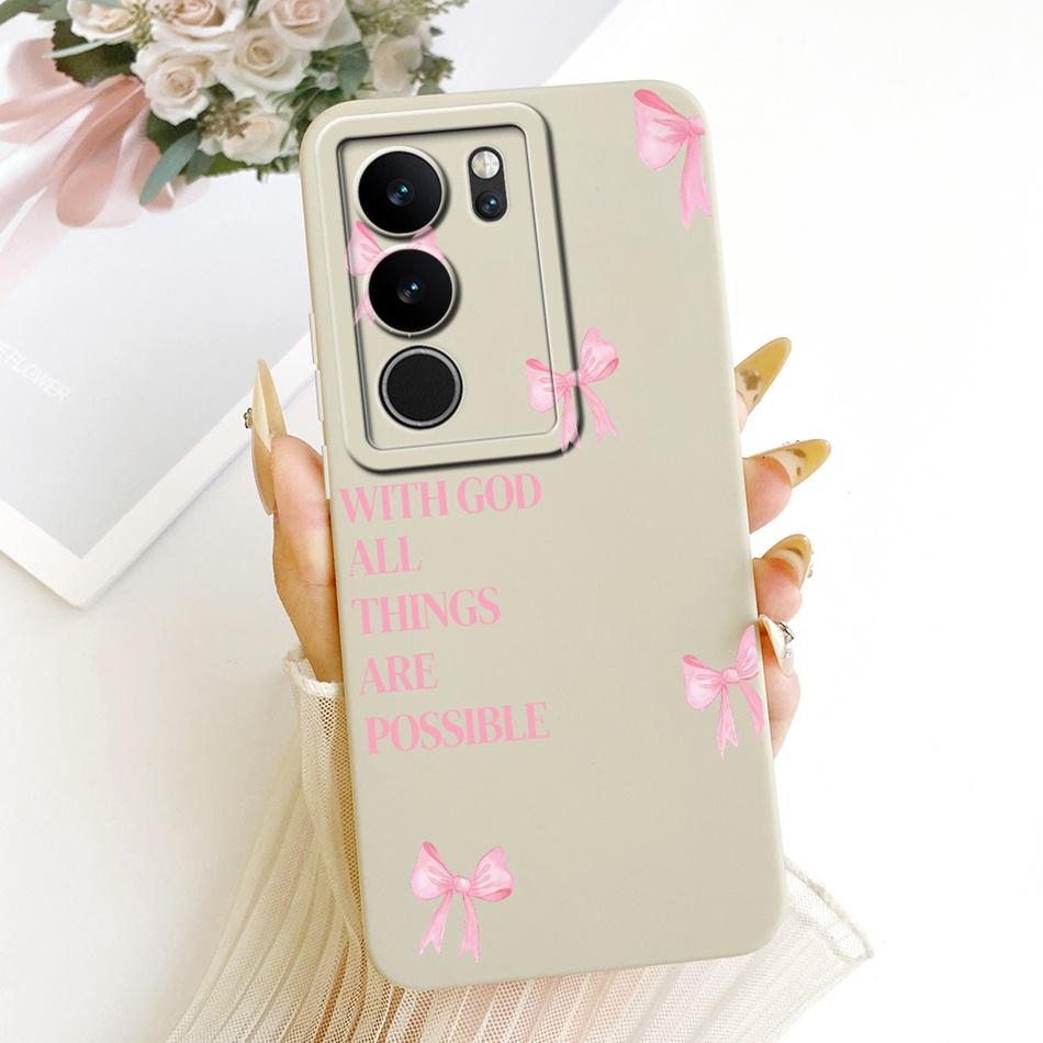 For Vivo V29 V29Pro Cute Cat Flower Cartoon Phone Case For Vivo V 29 V29 Pro V2250 V2251 Shockproof Soft Silicone Covers Bumpers