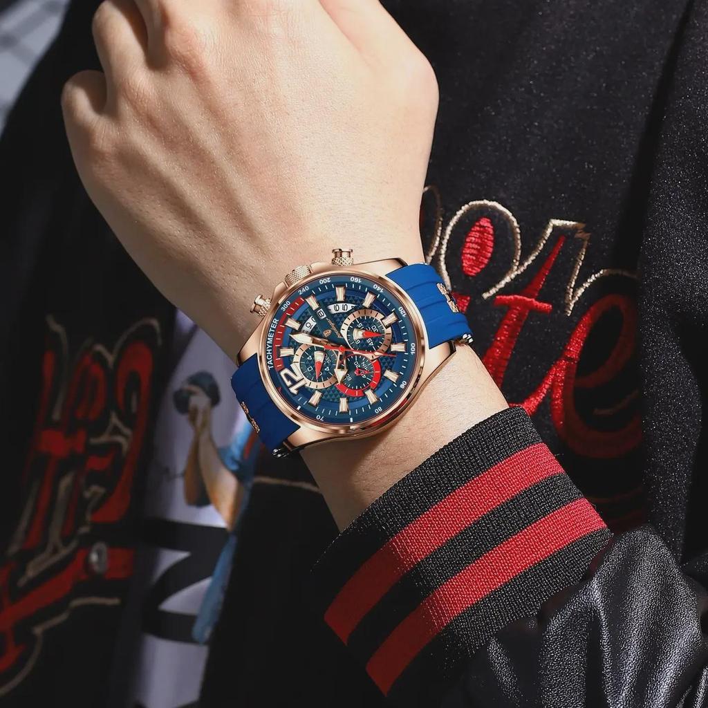 POEDAGAR Luxury Watch For Men Date Chronograph Luminous Waterproof Silicone Male Watch Fashion Sports Quartz Men's Watches