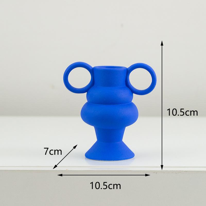 

Ceramic Candlestick Retro Handle Candle Holder Handmade Candle Base Desktop Storage Container Stick Holder Wedding Decoration