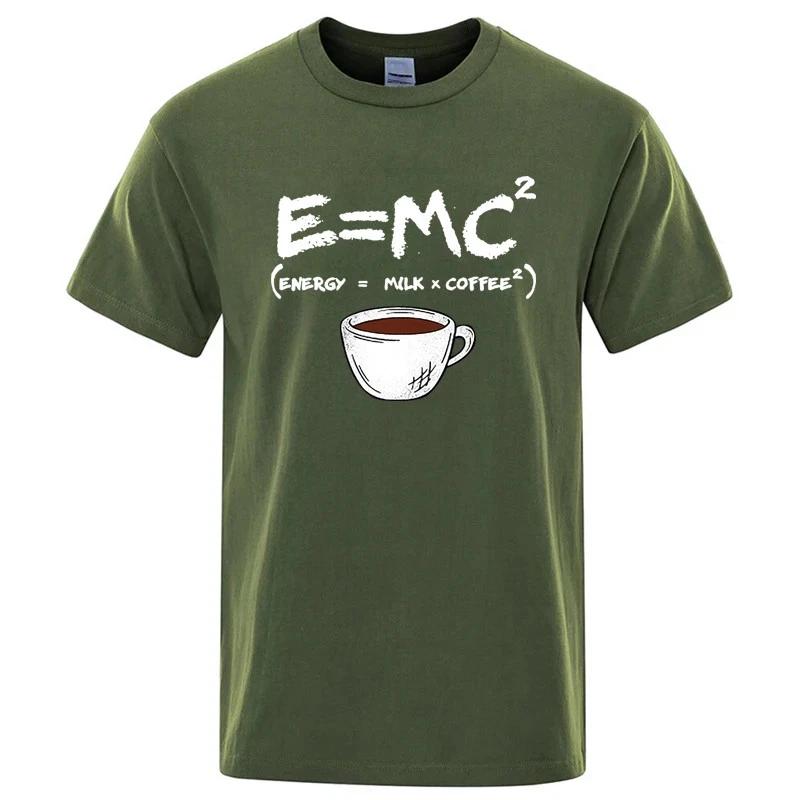 E=MC Squared Coffee Graphic T Shirt Funny Math Engineer Meme Cotton Blend S-XXL S