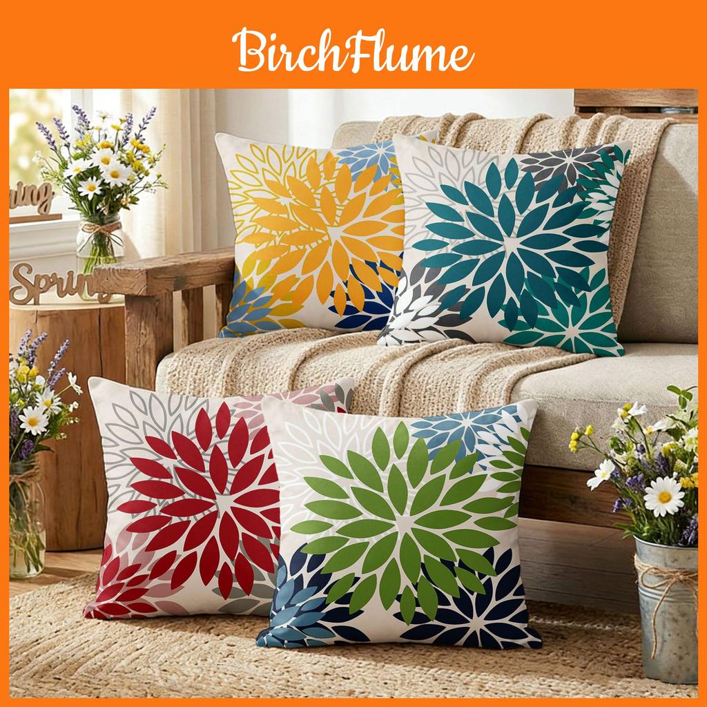Geometric Color Flower Pillow Cover Polyester Fabric Modern Decor For Living Room