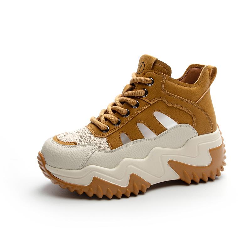 Daddy shoes hollow women's 2025 summer new retro lightweight inner height increase casual sports shoes platform women's sandals